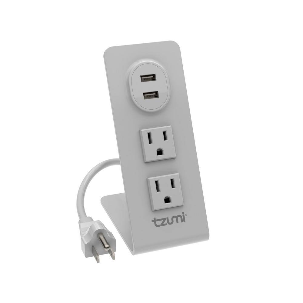 Tzumi Power Stand 2-Outlet Multi-Port Surge Protector