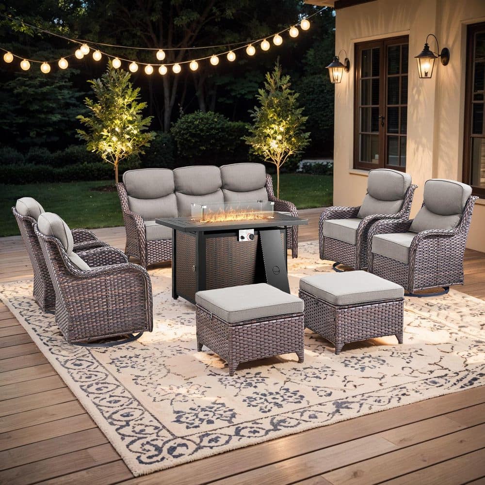 Gymojoy Holion 8-Piece Outdoor Conversation Set with Fire Pit