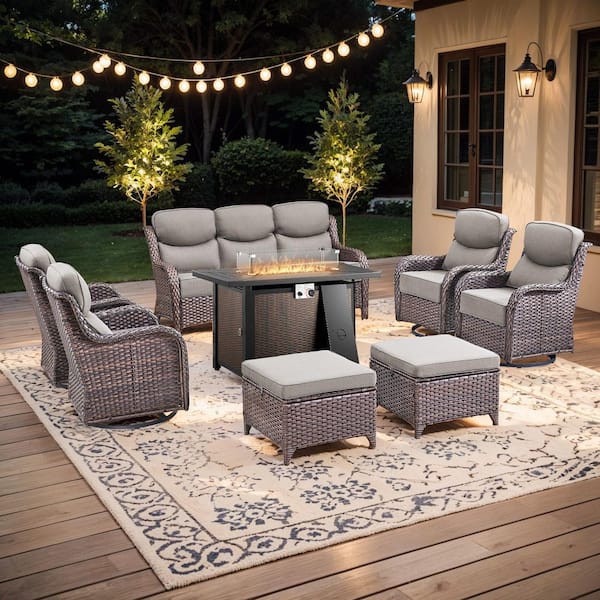 Gymojoy Holion 8-Piece Outdoor Conversation Set with Fire Pit