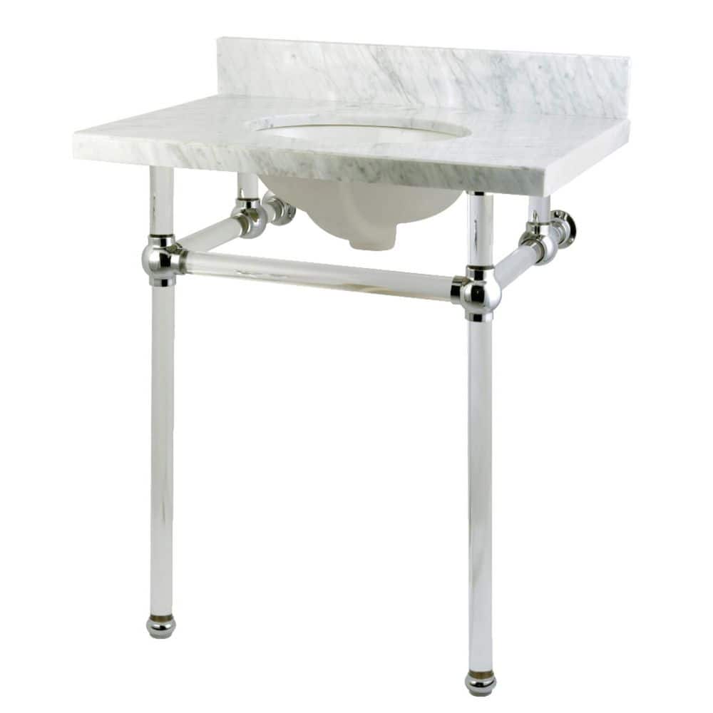 Templeton 30 in. x 22 in. Console Sink in White/Polished Chrome Carrara Marble with Acrylic Legs price history on PriceWatchPro