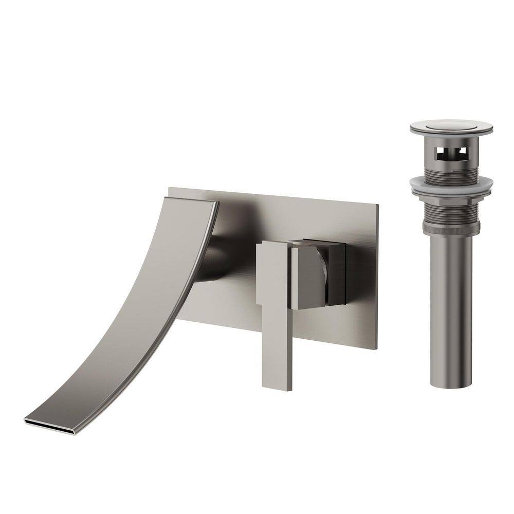 Streamline 1 Handle Wall Mounted Faucet  1.2 GPM Waterfall Sink Faucet Vanity Faucet with Pop-Up Drain in Brushed Nickel price history on PriceWatchPro