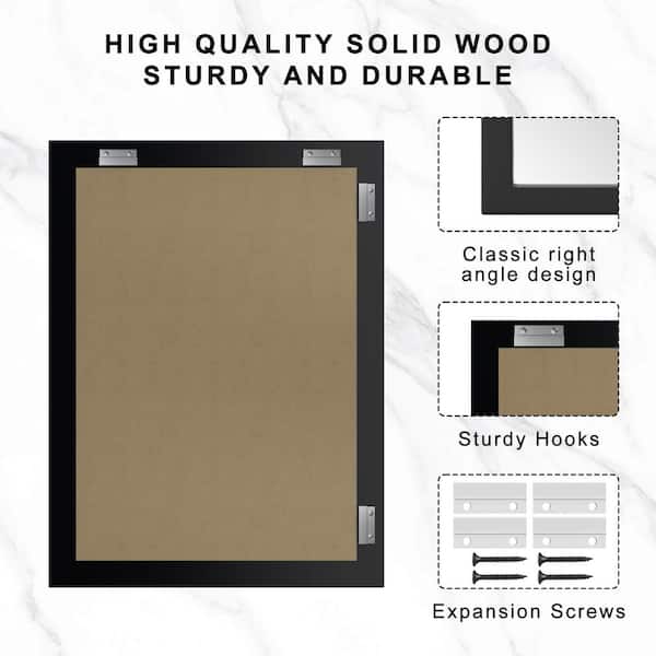 24 in. W x 32 in. H Modern Simple Rectangular Black Wood