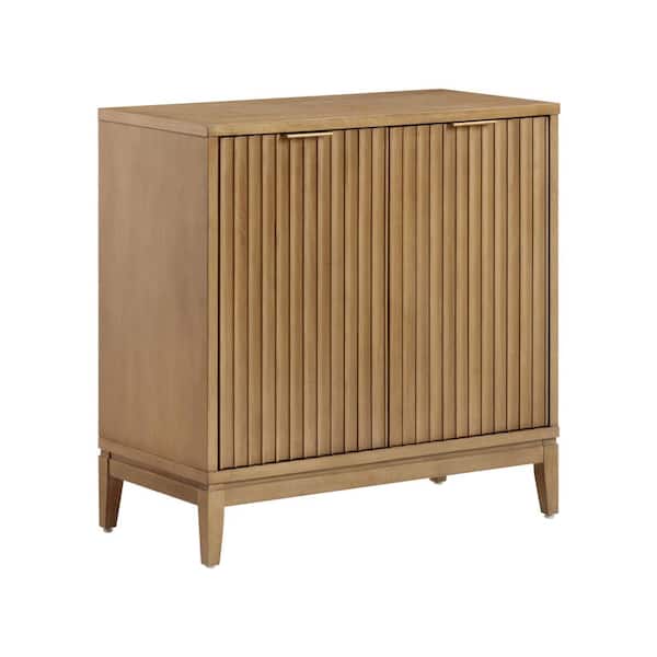 Jasper Light Brown MDF 31 in. Kitchen Sideboard or Living Room Storage Cabinet with Fluted Doors and Solid Wood Legs