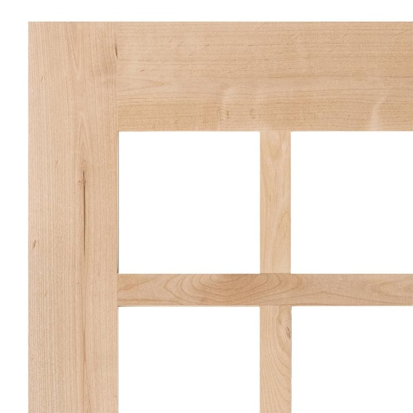 42 in. x 96 in. Craftsman Knotty Alder Right-Hand/Inswing 6 Lite Beveled Clear Glass Unfinished Wood Prehung Front Door