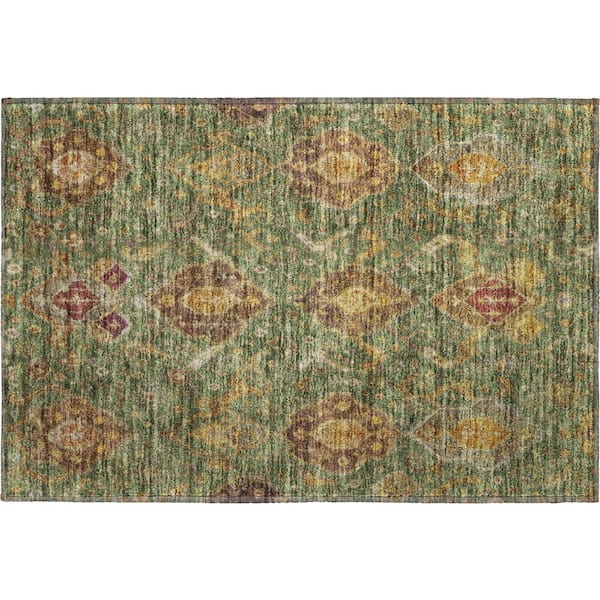 Mayfield Premium Machine Washable Abstract AMF2306 Fern 2 ft. x 3 ft. Accent Rug