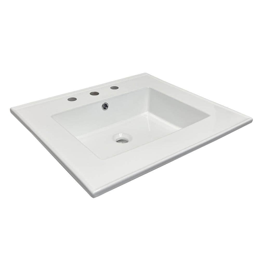 25 in. Drop-in Vitreous China Bathroom Sink Top in White with 3-Faucet Holes price history on PriceWatchPro
