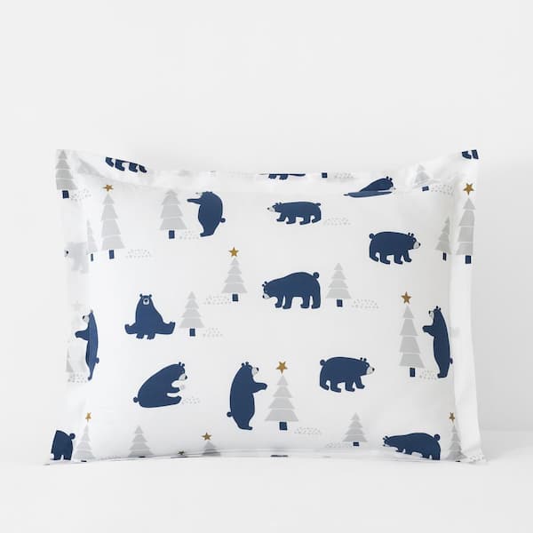 The Company Store Company Cotton Holiday Bear White Multi Cotton Percale King Sham