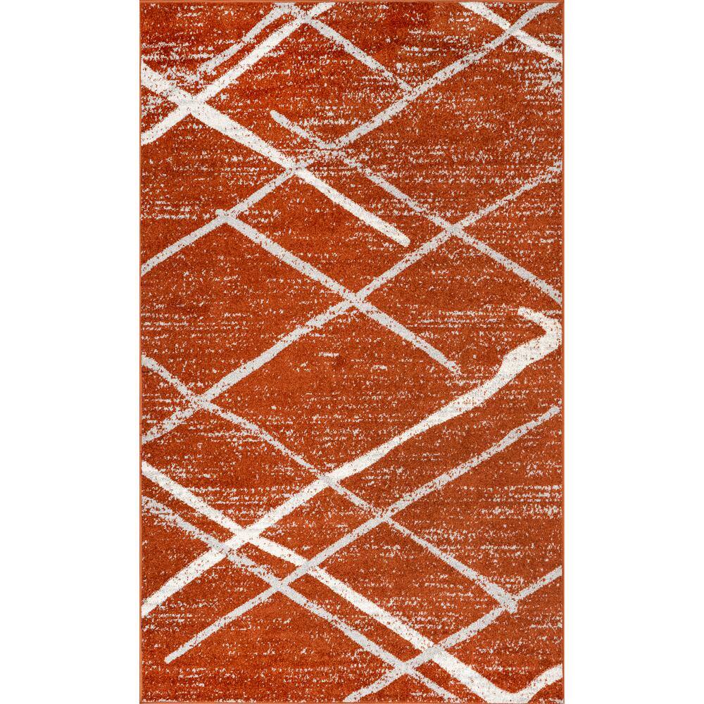 Thigpen Dark Orange and White Synthetic 4' x 6' Area Rug