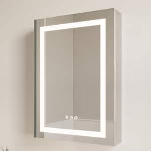 20 in. W x 26 in. H Frameless Rectangular Silver Aluminum Recessed/Surface Mount Medicine Cabinet with Mirror LED