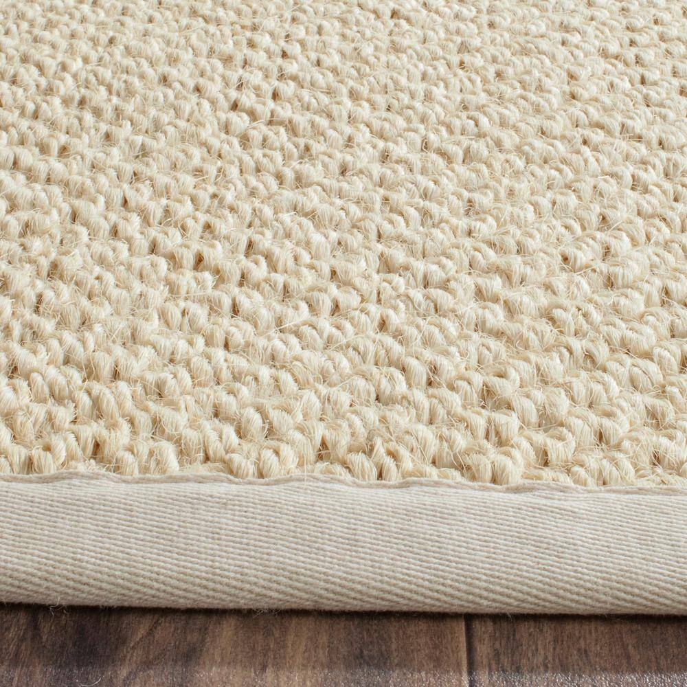 Cream Handwoven Sisal Runner Rug with Canvas Border, 2' x 8'