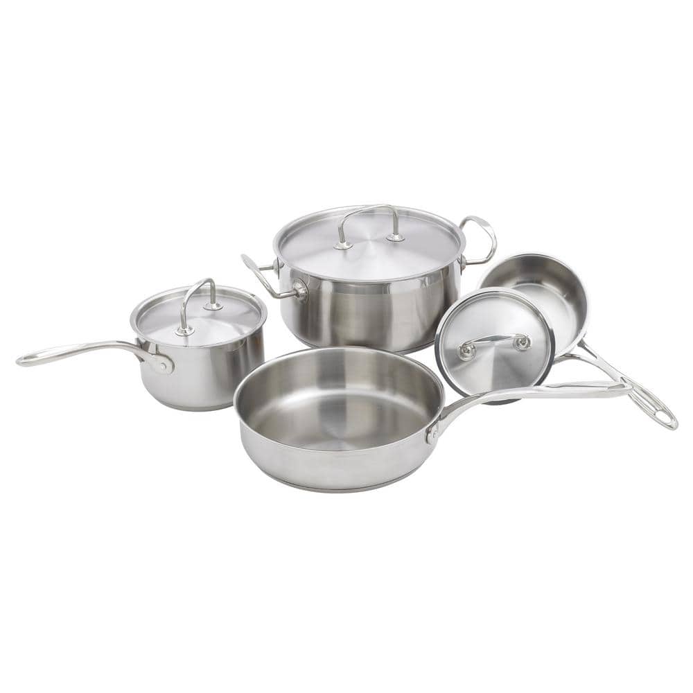 Heavy Gauge Silver Stainless Steel 7-Piece Cookware Set