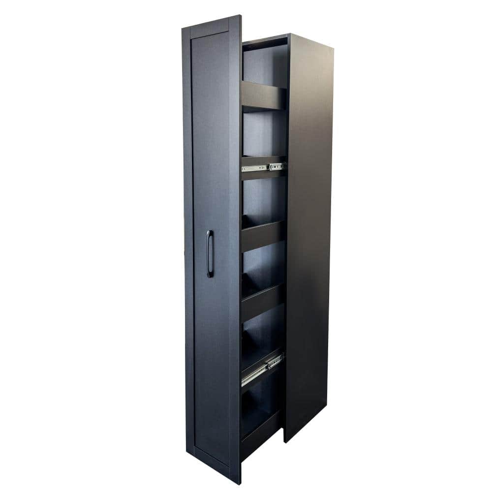 Avex Black 71 in. H Slim Rolling Gap Storage Cabinet Freestanding Side Cabinet for Kitchen with Wheels & Pull-out Trays