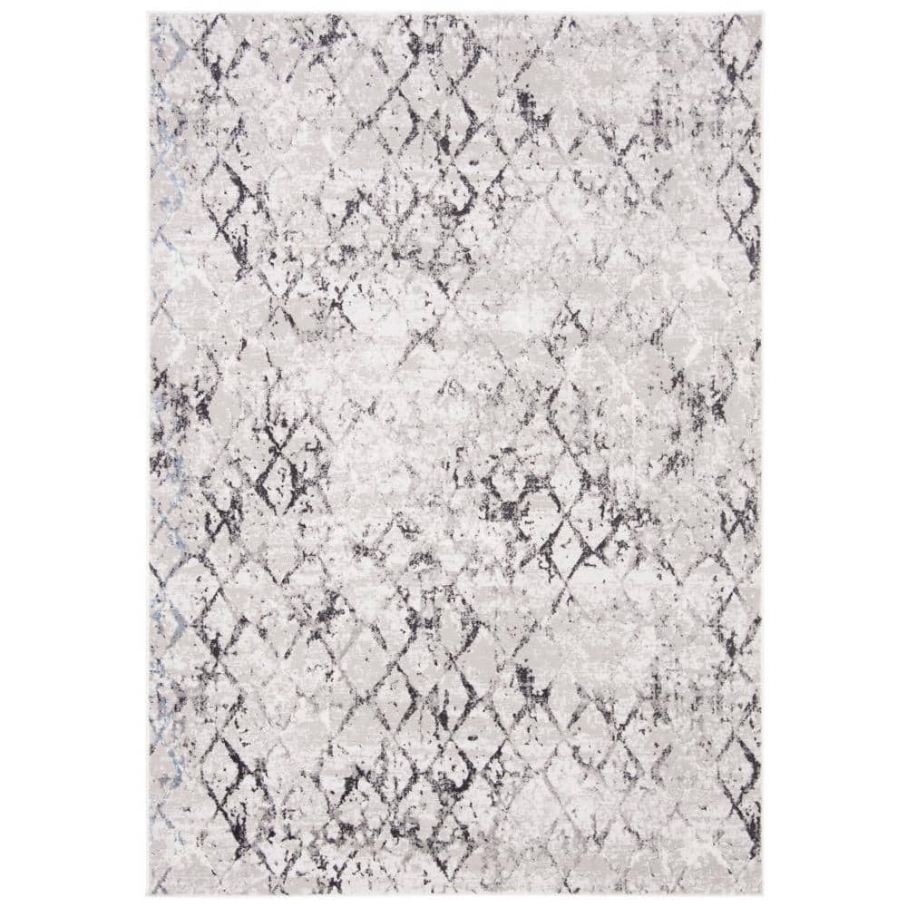 Modish Gray Rectangular Hand-Knotted Area Rug, 5'3" x 7'6"