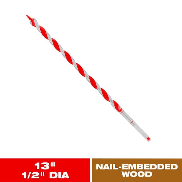 1/2 in. x 13 in. Carbide Auger Drill Bit for Wood and Nail-Embedded Wood