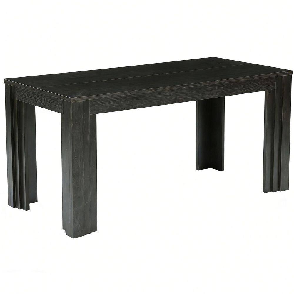 Roesler 63 in. Rectangle Dining Room Table, Modern Black Engineered Wood 4 Legs Dining Table for 6
