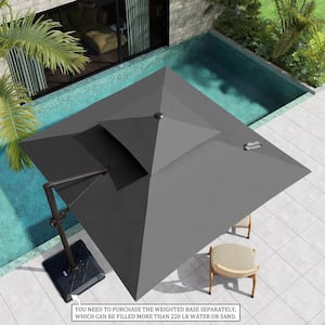 10 ft. x 10 ft. Double Top Cantilever Patio Umbrella in Dark Gray