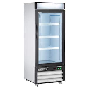 25 in. Glass Door Merchandiser Refrigerator, Reach in Refrigerator, 12 cu. ft. Stainless Steel