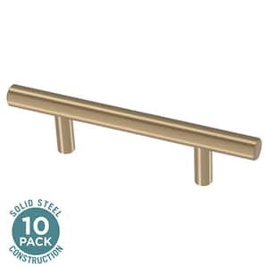 Solid Bar 3 in. (76 mm) Modern Champagne Bronze Cabinet Drawer Bar Pulls (10-Pack)