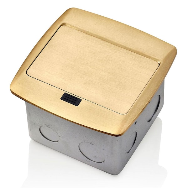 Floor Box Cover, Rectangular, Brass - Electrical Boxes 