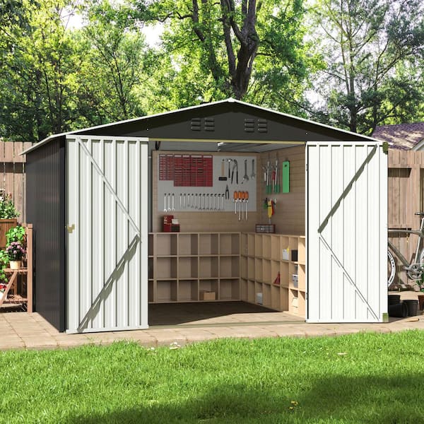 10 ft. W x 8 ft. D Metal Outdoor Storage Shed with Lockable Doors and Vents (80 sq. ft.)