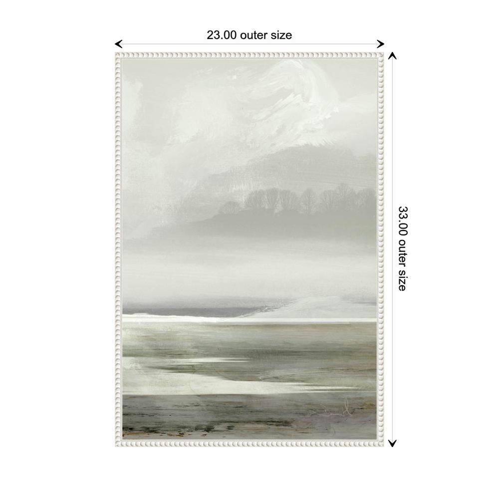 Beaded White Framed Abstract Nature Canvas Wall Art 23 x 33-in.
