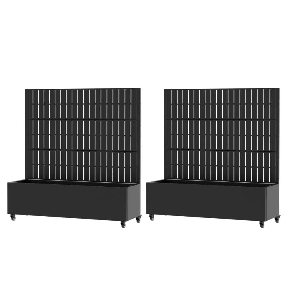 47 in. H x 47 in. W Rectangular Black Outdoor Metal Privacy Screen Planter Box Wall Decor, Set of 2 price history on PriceWatchPro