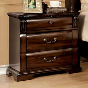 3-Drawer Burleigh Cherry Night Stand 28 in. H x 28 in. W x 17 in. D