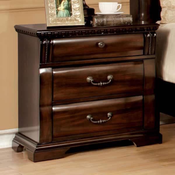 3-Drawer Burleigh Cherry Night Stand 28 in. H x 28 in. W x 17 in. D