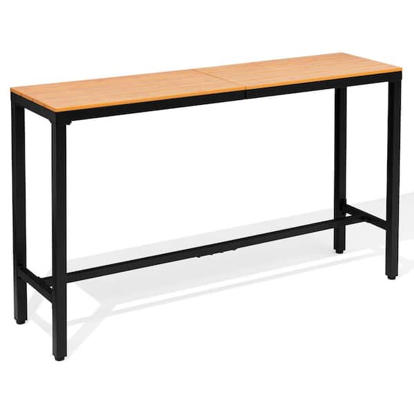 Crestlive Products 43 in. W x 15.7 in. D x 37 in. H Patio Metal Bar Height Dinning Table with Top in Brown