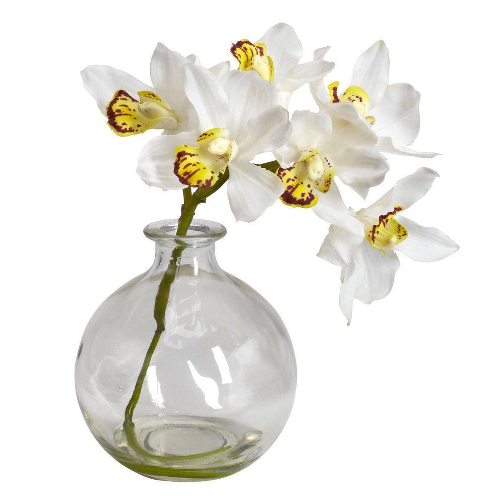 Orchid Elegance Outdoor Tabletop Silk Flower Set in Glass Vases