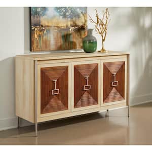 Abita Cream and Honey Wood Top 61 in. Credenza with 3-Doors Fits TV's up to 55 in.
