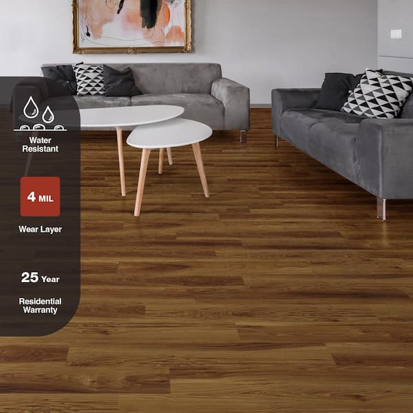 High Point Chestnut 4 MIL x 6 in. W x 36 in. L Grip Strip Water Resistant Luxury Vinyl Plank Flooring (24 sqft/case)