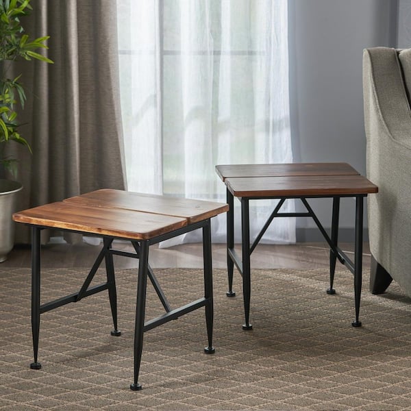 Noble House Eleanora Antique Wood Outdoor Side Table