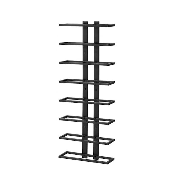 8-Bottle Black 10.83 in. Wall Mount Wine Rack for Wine Bottles Display and Storage, 8 Tier Hanging Bottle Organizer