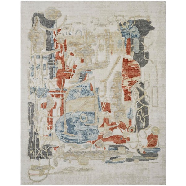 Paintwrks 5 ft. x 7 ft. Multi-Colored Abstract Washable Area Rug