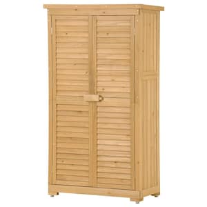 5.3 ft. x 2.8 ft. Outdoor Natural Wood Storage Shed with Waterproof Roof, 2 Lockable Doors and 3 Shelves(15 sq. ft.)