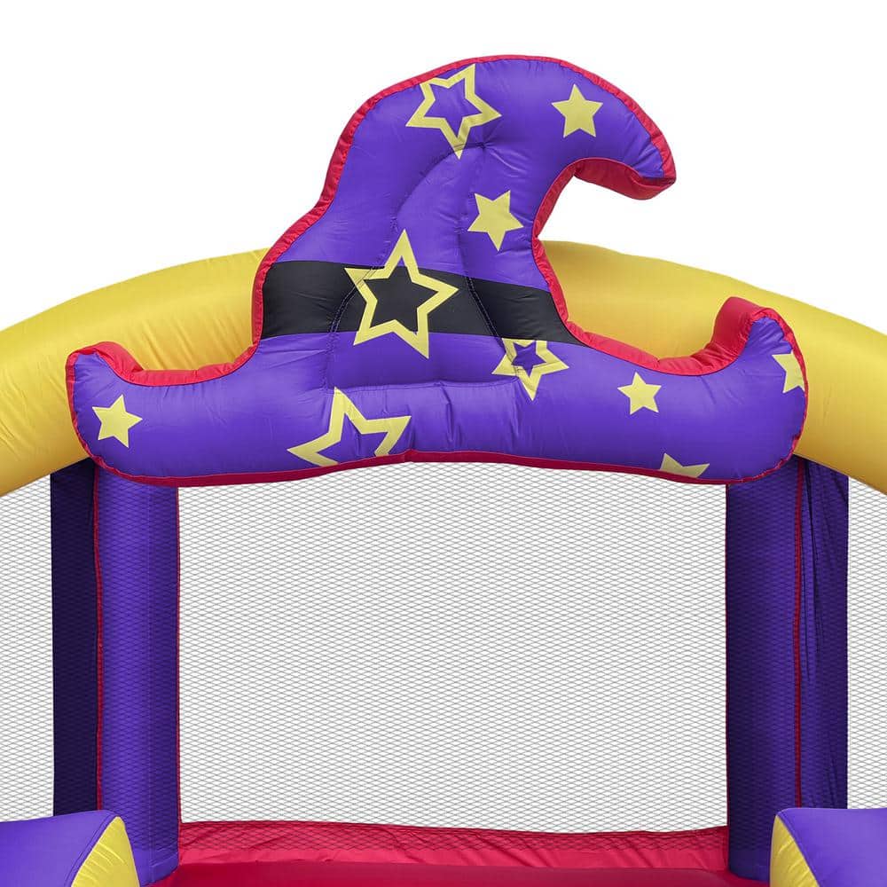 Wizard Theme Purple and Yellow Inflatable Bounce House with Slide