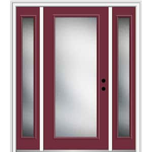 68.5 in. x 81.75 in. Micro Granite Left-Hand Inswing Full Lite Decorative Painted Fiberglass Smooth Prehung Front Door
