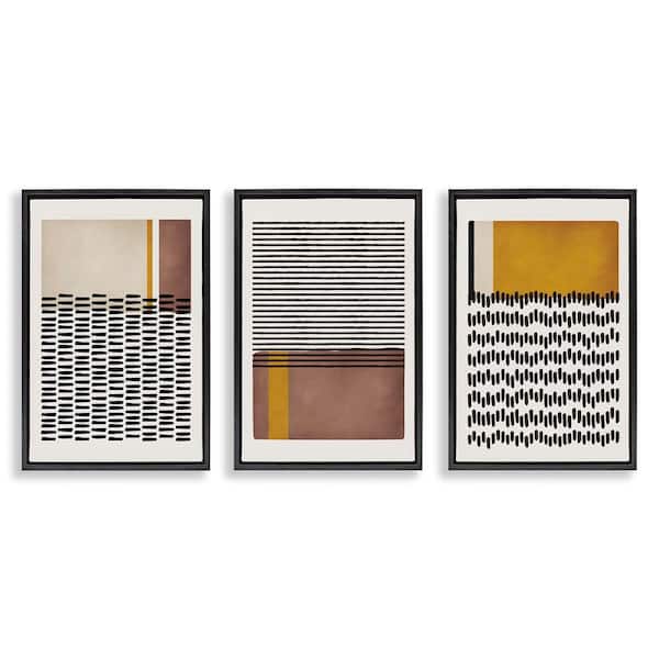 Stupell Industries Natural Pattern Abstract by JJ Design House, LLC. 3 Piece Black Floater Frame Abstract Graphic Art Print 25 in. x 17 in.
