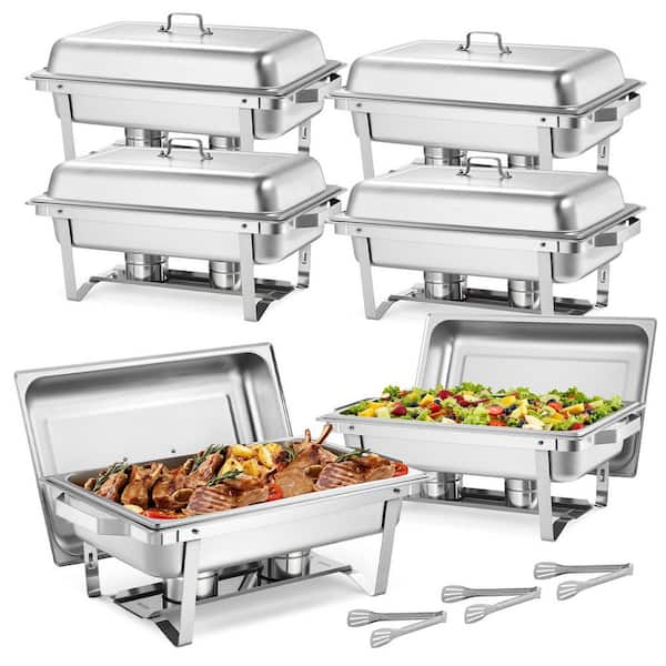 VEVOR 9 Qt. Rectangle Chafing Dish 6-Pack, Stainless Steel Hollow