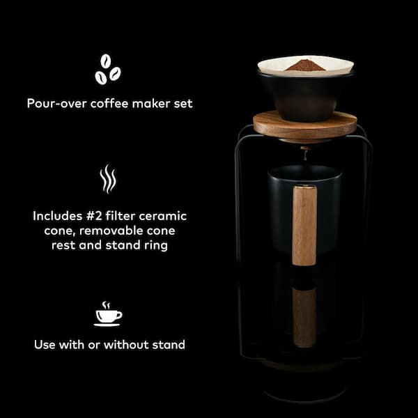 Tribest 2-Cup Black, Wood, and Clear Residential Pour Over Coffee Maker in  the Coffee Makers department at