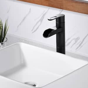 Waterfall Single Hole Single Handle Bathroom Vessel Sink Faucet with Drain in Oil Rubbed Bronze