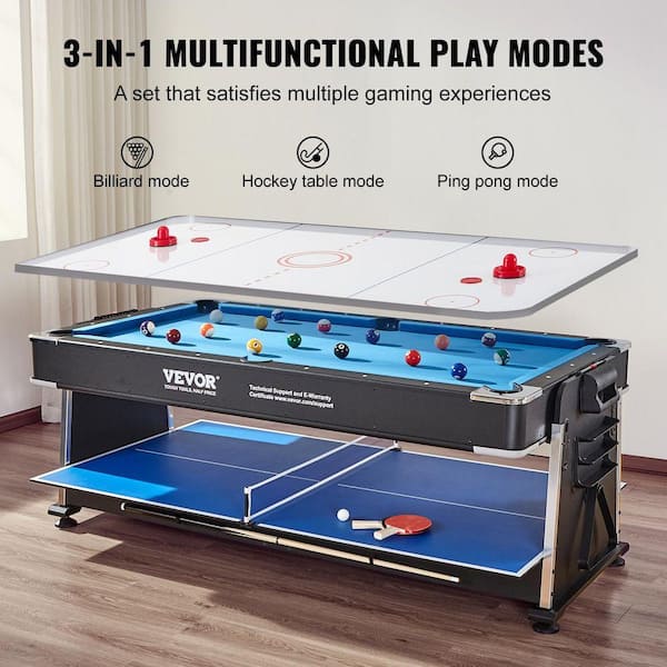 VEVOR 3-in-1 Rotating Swivel Multi Game Table 88 in. Hockey Table