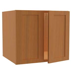 Hargrove Cinnamon Stained Plywood Shaker Assembled Wall Kitchen Cabinet Soft Close 27 W in. 24 D in. 24 in. H