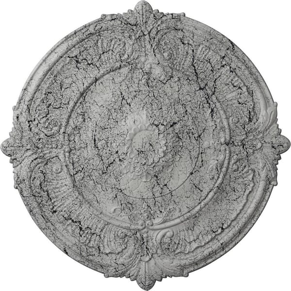 Ekena Millwork 2-1/2 in. x 39-1/2 in. x 39-1/2 in. Polyurethane Attica Ceiling Medallion, Ultra Pure White Crackle