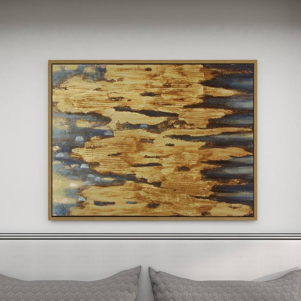 36" x 47" Gold Leaf Embellished Abstract Canvas Wall Art