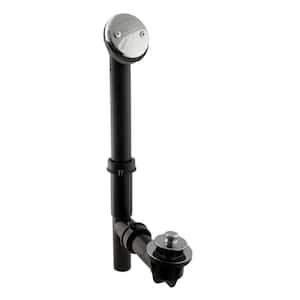 Black 1-1/2 in. Tubular Pull and Drain Bath Waste Drain Kit with 2-Hole Overflow Faceplate in Polished Chrome