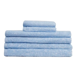 London 6-Piece Med Blue 100% Cotton Bath Towel Set