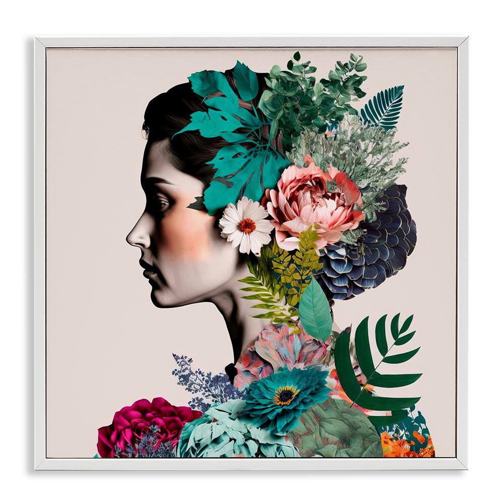 Blooming Flowers Visage by Incado White Framed People Giclee Art Print 12 in. x 12 in. price history on PriceWatchPro
