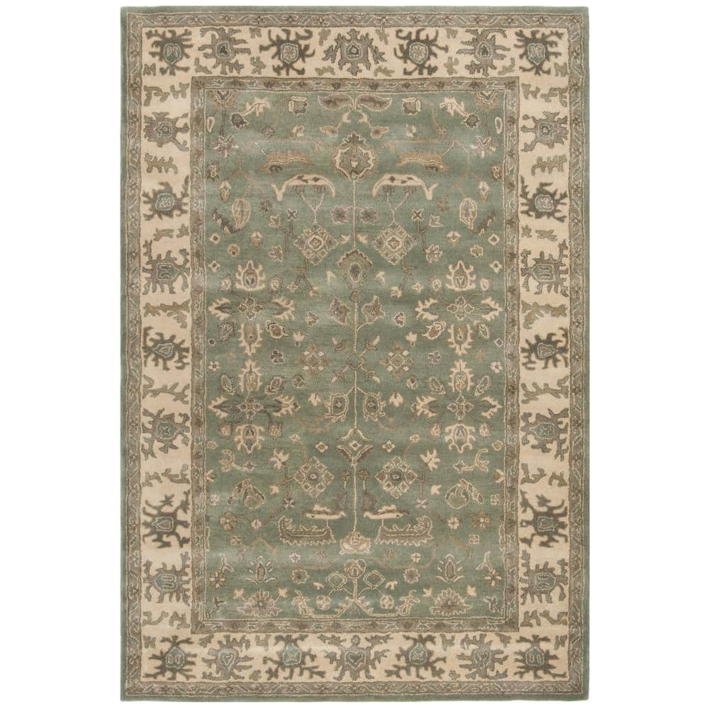 Slate and Cream Hand-Tufted Wool Area Rug, 8' x 10'